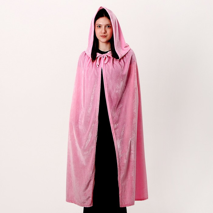 цена Карнавальный плащ взрослый, плюш, цвет розовый, длина 115 см