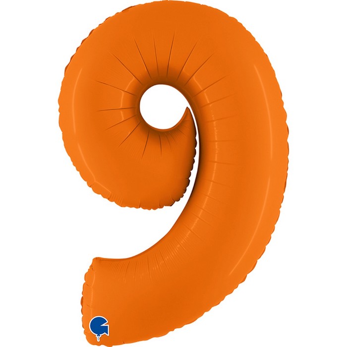 Шар фольгированный 40 «Цифра 9», оранжевый сатин
