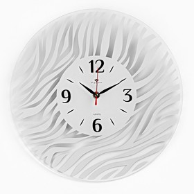 Часы настенные, серия: Интерьер, "Зебра ", плавный ход, d-34 см, белые