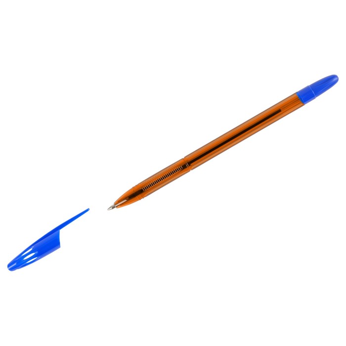 Ручка шариковая СТАММ 555 синяя, 0.7мм, тонированный корпус