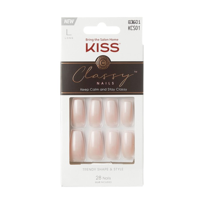 Набор накладных ногтей с клеем Kiss KCS01C «Вечная классика», максимальной длины, 28 шт набор накладных ногтей с клеем короткой длины kiss new york professional pink dust 24 шт