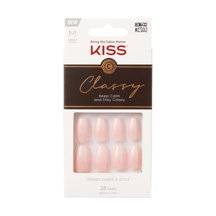 Набор накладных ногтей с клеем Kiss KCS02C «Изысканная классика», средней длины, 28 шт набор накладных ногтей с клеем короткой длины kiss new york professional flawless nude 28 шт