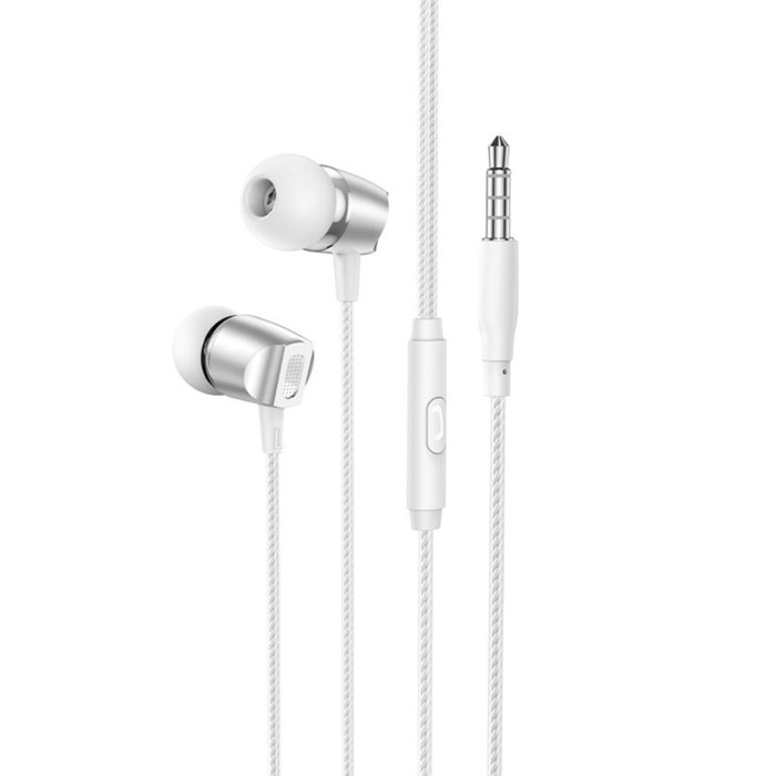 

Наушники Borofone BM66 New sound, вакуумные, микрофон, Jack 3.5 мм, кабель 1.2 м, белые