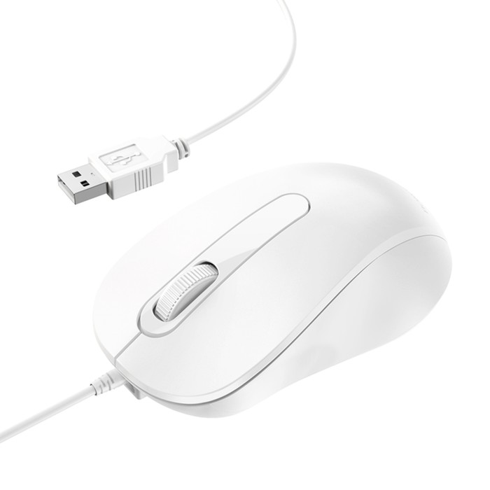 Мышь Borofone BG4, проводная, оптическая, 1000 dpi, 1.5 м, USB, белая цена и фото