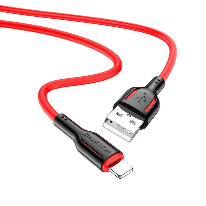 

Кабель Borofone BX63, Lightning - USB, 2.4 А, 1 м, TPE оплётка, красный
