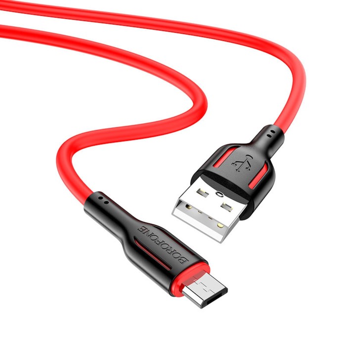 фото Кабель borofone bx63, microusb - usb, 2.4 а, 1 м, tpe оплётка, красный