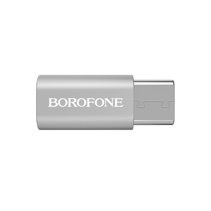 Адаптер Borofone BV4, MicroUSB - Type-C, серебристый адаптер borofone bv4 micro to type c серебряный