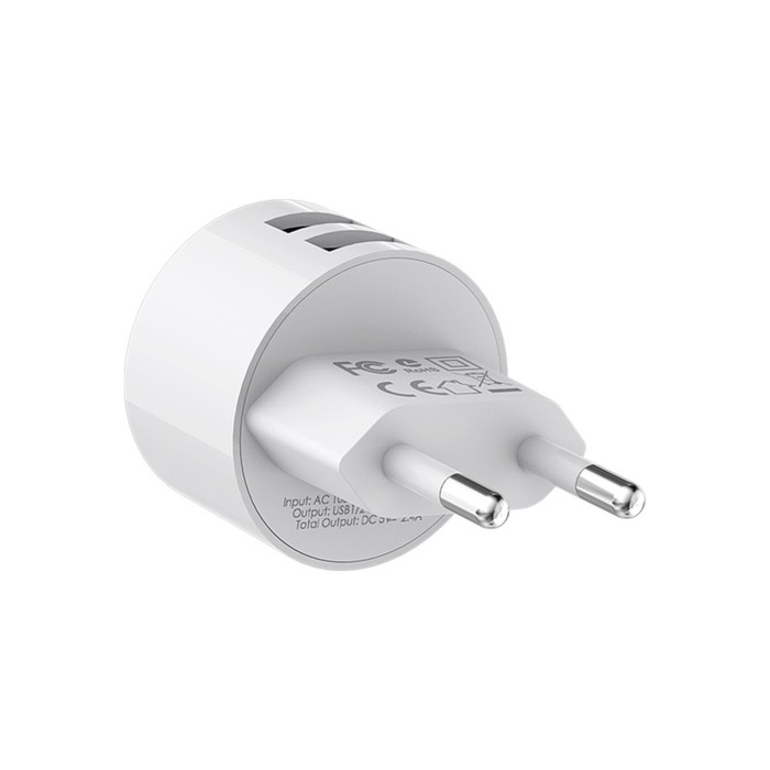 фото Сетевое зарядное устройство borofone ba23a, 2xusb, 2.4 а, белое