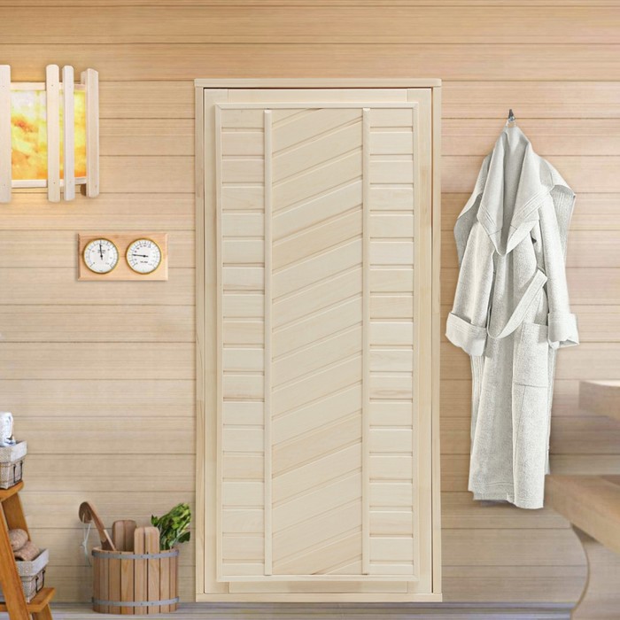 Дверь для бани и сауны, размер коробки 170х80 см, универсальная, липа дверь для бани и сауны бронза размер коробки 170х80 см липа 8 мм