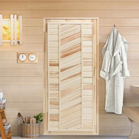 Дверь для бани и сауны, размер коробки 170х80 см, универсальная, липа