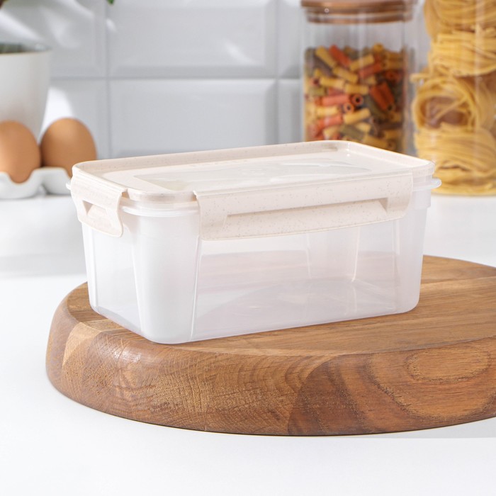 

Контейнер пищевой «Lock&Ok», 1,1 л, 18,6×12,2×8,1 см, цвет бежевый