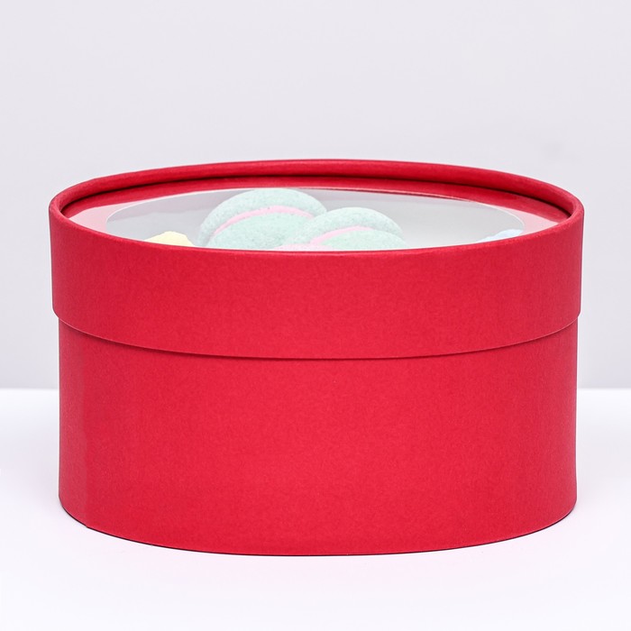 Подарочная коробка Рубин красный, завальцованная с окном, 18 х 10 см