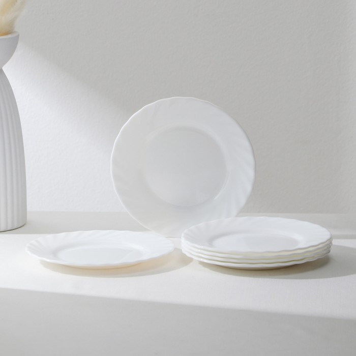 Набор пирожковых тарелок Luminarc TRIANON, d=16 см, стеклокерамика, 6 шт, цвет белый набор суповых тарелок luminarc trianon d 23 см стеклокерамика 6 шт