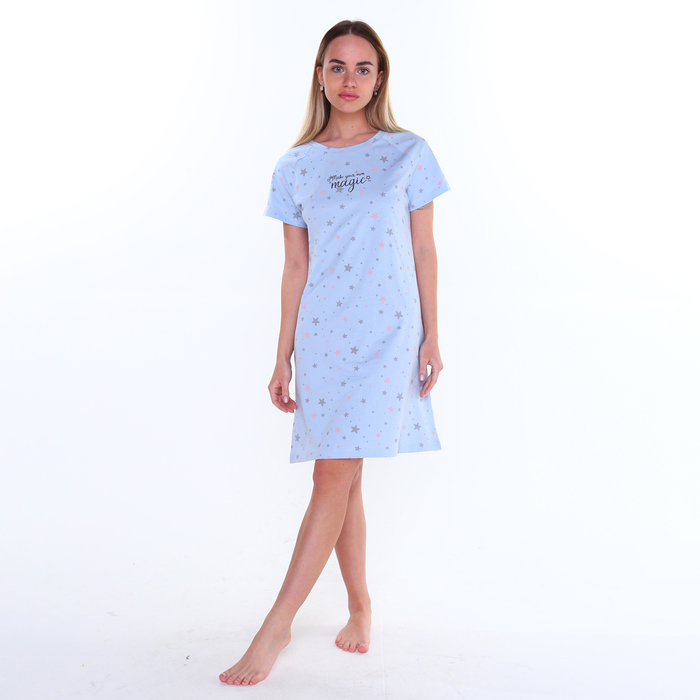 Платье домашнее женское, цвет голубой, размер 48 (L)