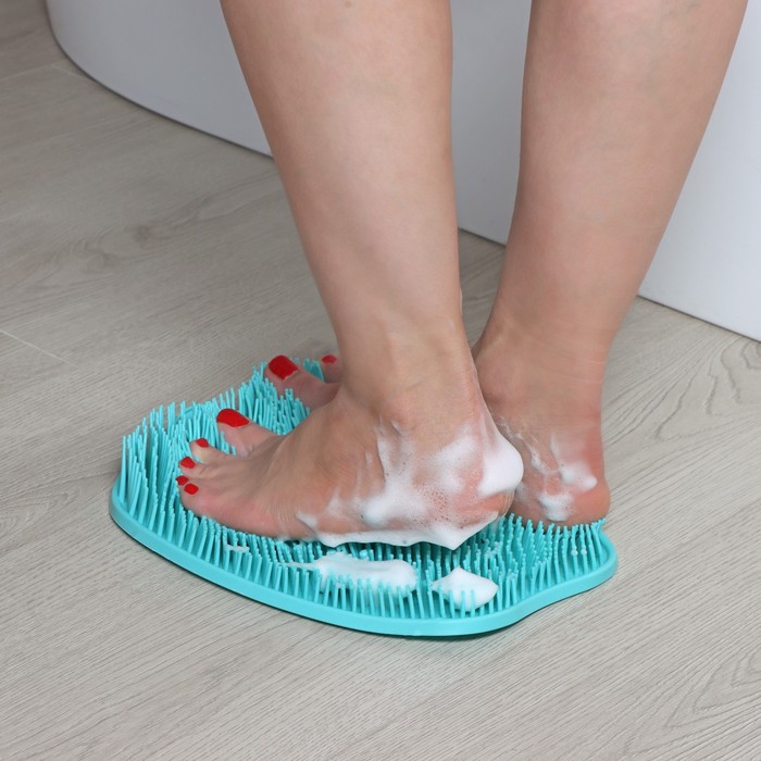 Силиконовый коврик для мытья ног и тела, на присосках, цвет МИКС