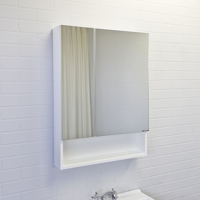 Зеркало шкаф Comforty Никосия 60 для ванной комнаты, цвет белый глянец