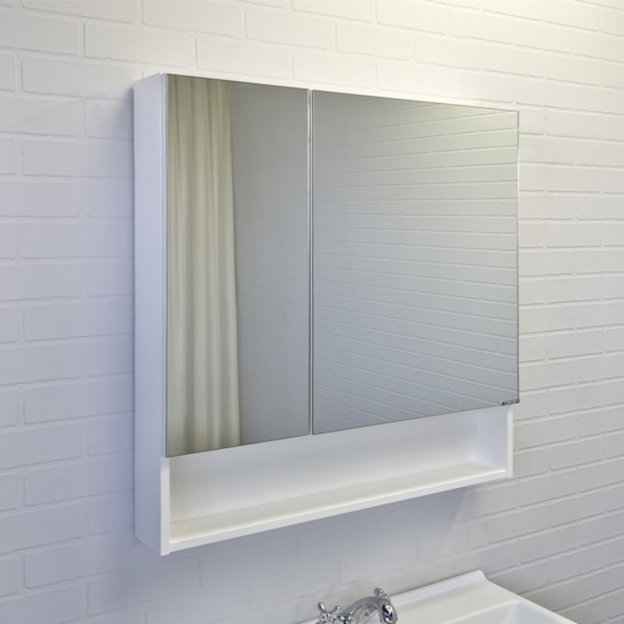 Зеркало шкаф Comforty Никосия 80 для ванной комнаты, цвет белый глянец