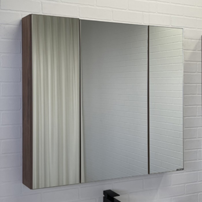 Зеркало шкаф Comforty Соло 90 для ванной комнаты, цвет дуб тёмно-коричневый
