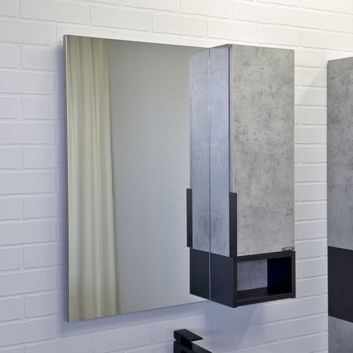 Зеркало шкаф Comforty Франкфурт 75 для ванной комнаты, цвет бетон светлый цена и фото