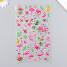 Наклейка пластик объёмные "Фламинго" 14,5х26 см