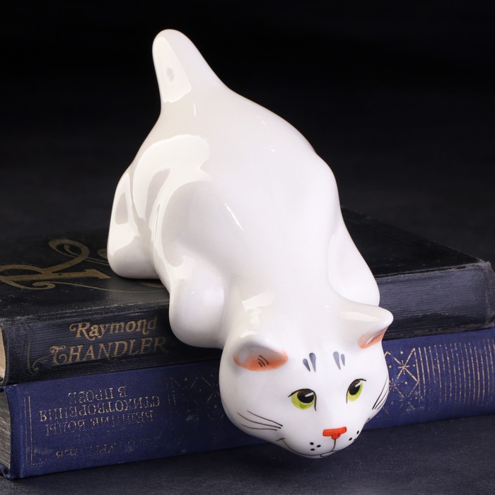 Статуэтка фарфоровая Кот Барсик, белый, 20 см статуэтка фарфоровая кот барсик серый полосатый 20 см
