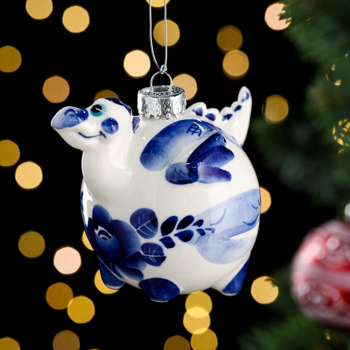 

Ёлочная игрушка "Шар Дракон Русский.2024", фарфор