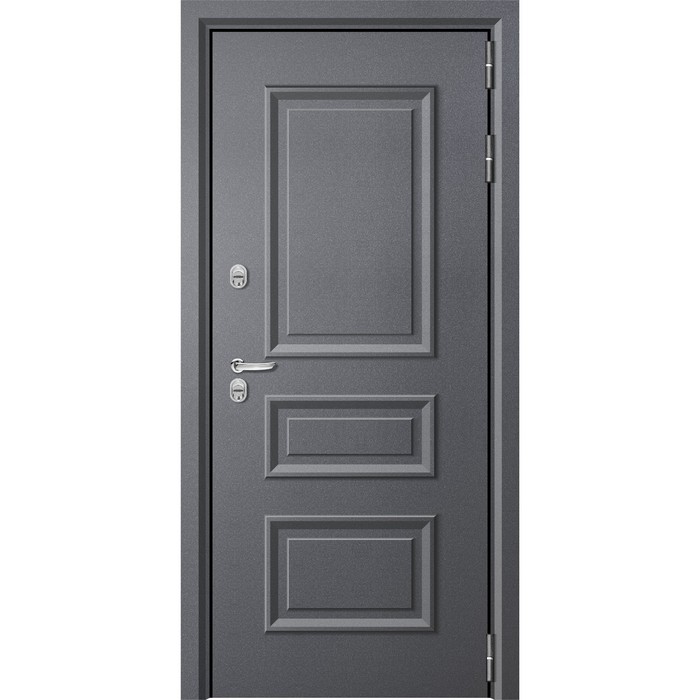 дверь входная дакар термо 860 × 2050 мм правая цвет чёрный муар бетон лофт софт белый Входная дверь «Titan 2», 860×2050 мм, правая, цвет серый муар / бетон графит