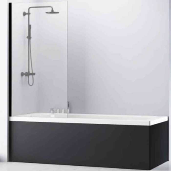 Шторка для ванны Comforty SL 171B, прозрачное стекло 8 мм, чёрный профиль, 80х140 см