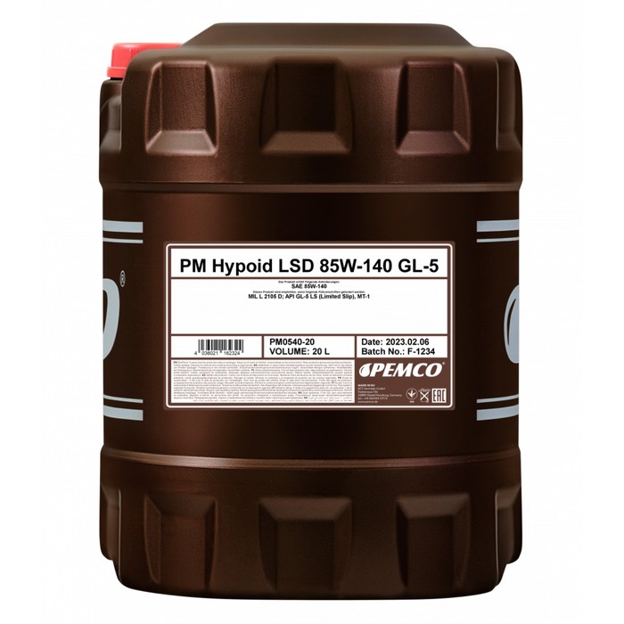 

Масло трансмиссионное PEMCO HYPOID LSD 85W-140, GL-5, минеральное, 20 л