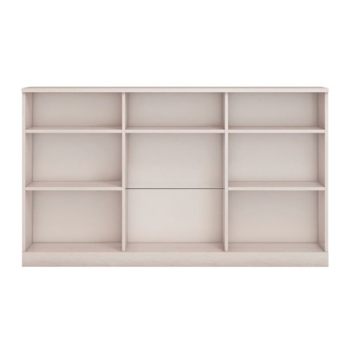 Тумба ТВА «Босфор», 1532×468×892 мм, 3 ящика, 3 двери, ясень анкор светлый / глиняный серый