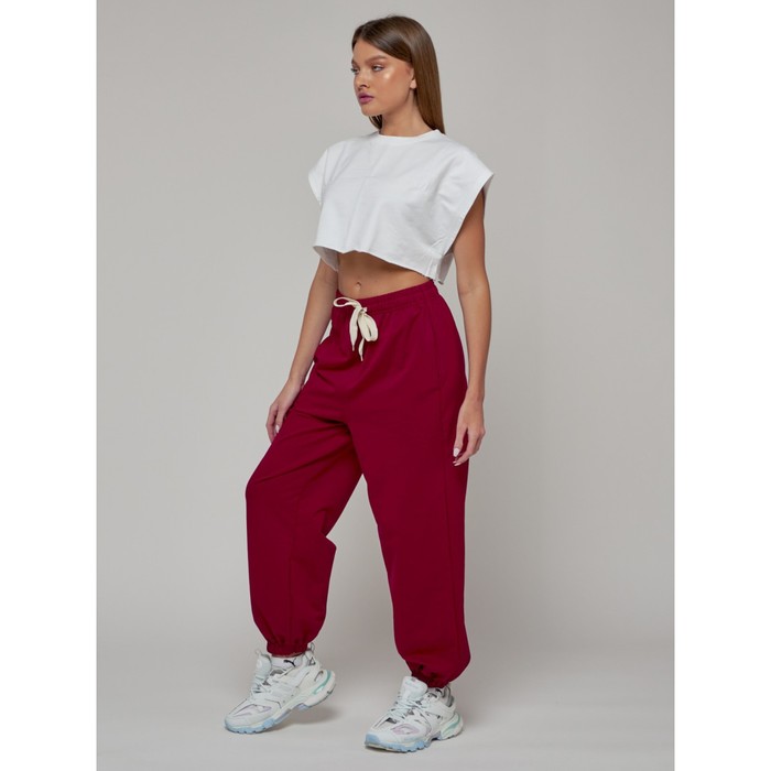 

Джоггеры женские, размер 46, цвет бордовый