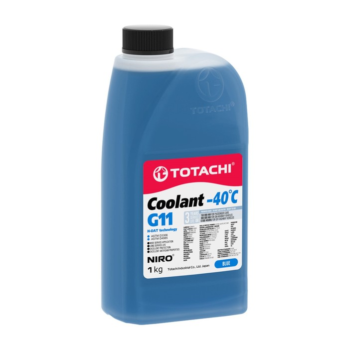 Антифриз Totachi NIRO COOLANT -40 C, G11, синяя, 1 кг антифриз totachi niro coolant 40 c g11 зелёный 60 кг