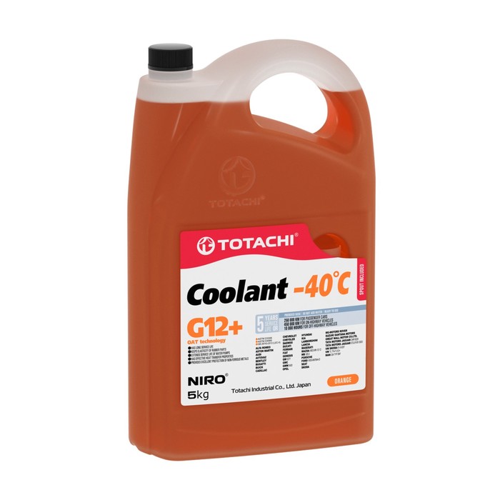 Антифриз Totachi NIRO COOLANT -40 C, G12+, оранжевая, 5 кг антифриз totachi mix type coolant 40 с розовый 200 кг