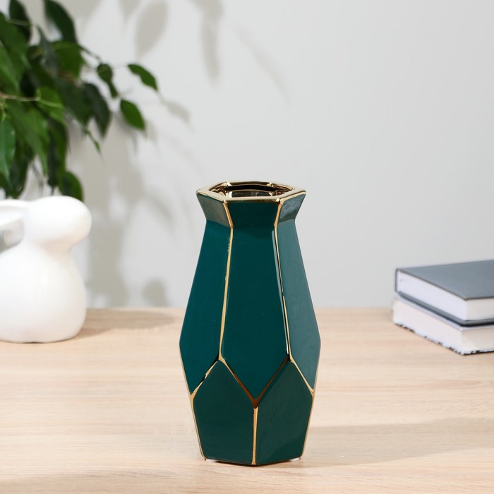 Ваза керамика настольная Гизем d 7,5 см 19,5 см, золотисто-зелёный ваза керамика настольная лаладж d 6 5 см 23х9 см зелёный