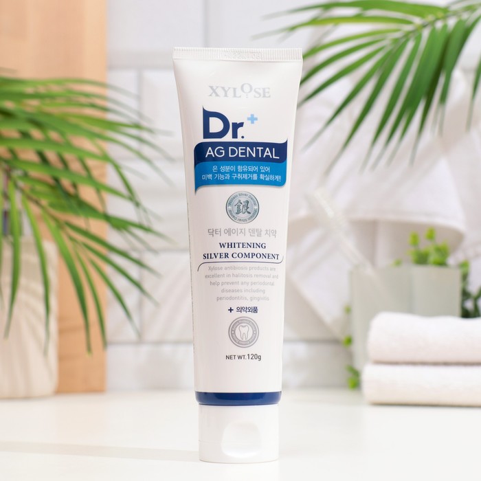 

Зубная паста XYLOSE Dr.+ AG DENTAL Whitenin Silver Componrnt отбеливающая. 120 мл