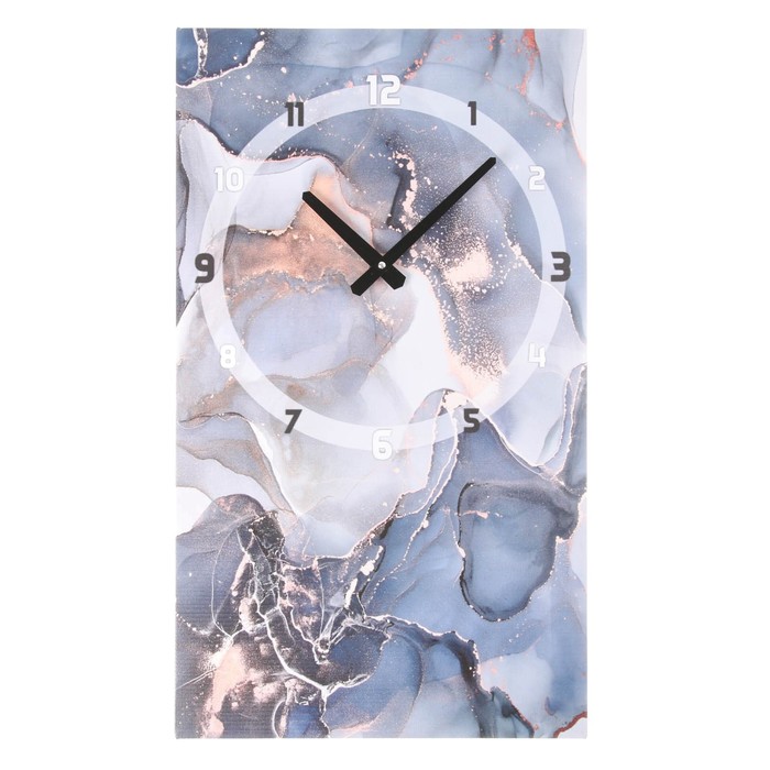 Часы-картина настенные, серия: Интерьер, Синий мрамор, плавный ход, 35 х 60 см