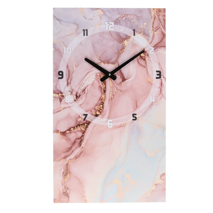Часы-картина настенные, серия: Интерьер, Розовый мрамор, плавный ход, 35 х 60 см