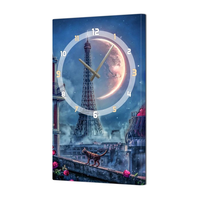Часы-картина настенные, серия: Интерьер, Париж, плавный ход, 35 х 60 см