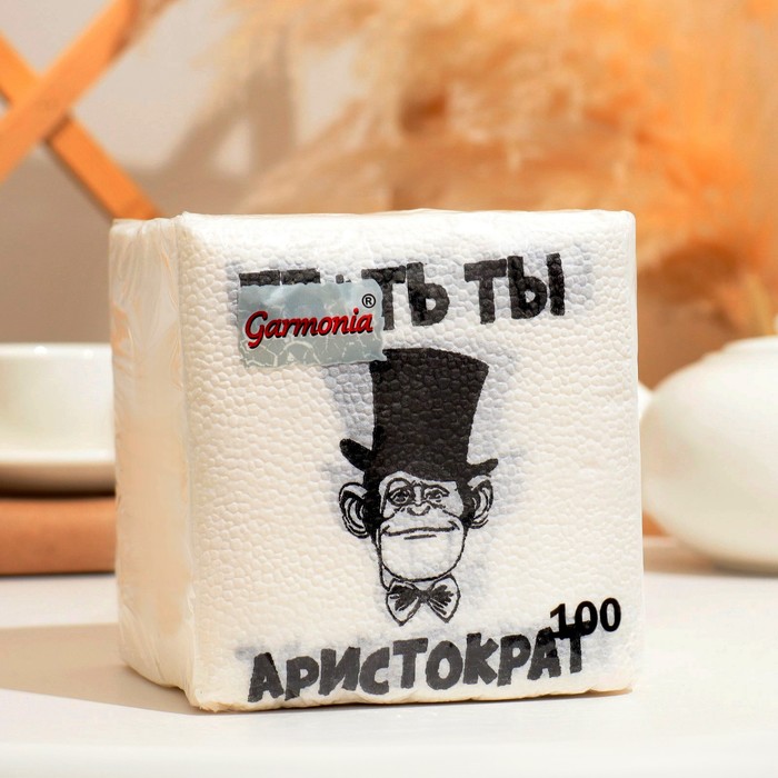 

Салфетки бумажные однослойные Гармония цвета «Еб*ть ты Аристократ», 24х24, 100 шт.