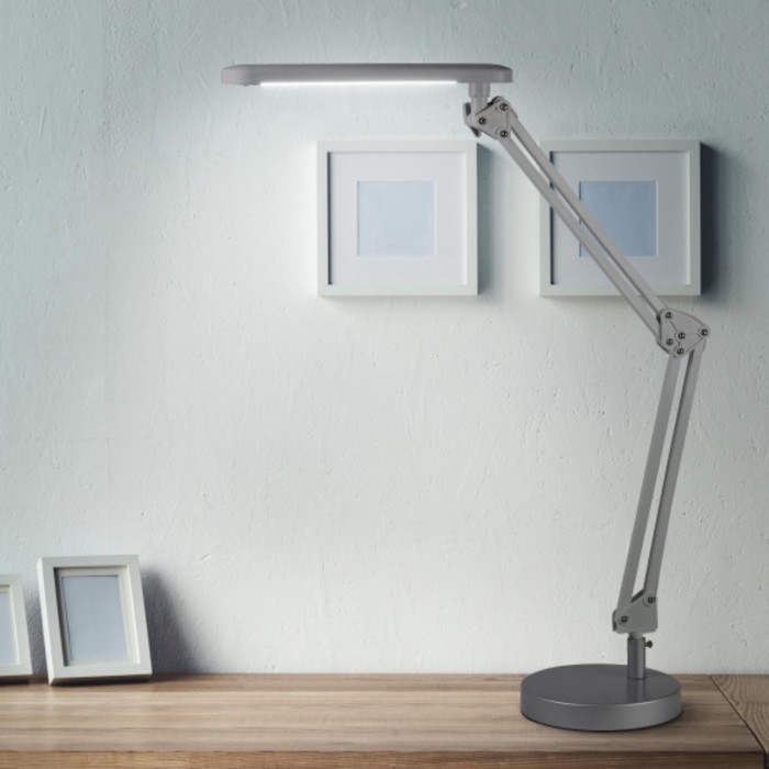 Настольный светильник NLED-440-7W-S светодиодный на струбцине, с основанием, цвет серебро