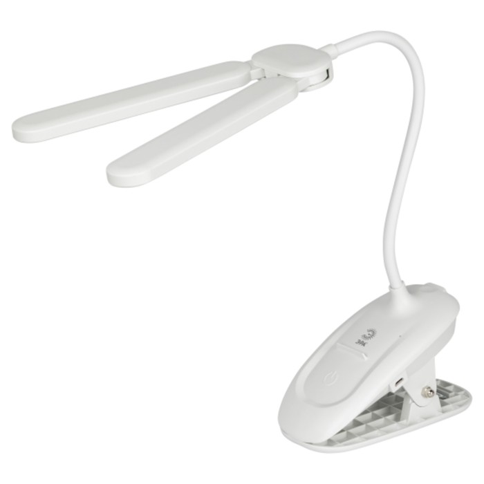 Настольный светильник NLED-512-6W-W светодиодный аккумуляторный на прищепке, цвет белый