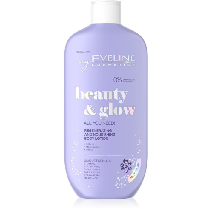 фото Лосьон для тела eveline beauty&glow, восстанавливающий, питательный, 350 мл