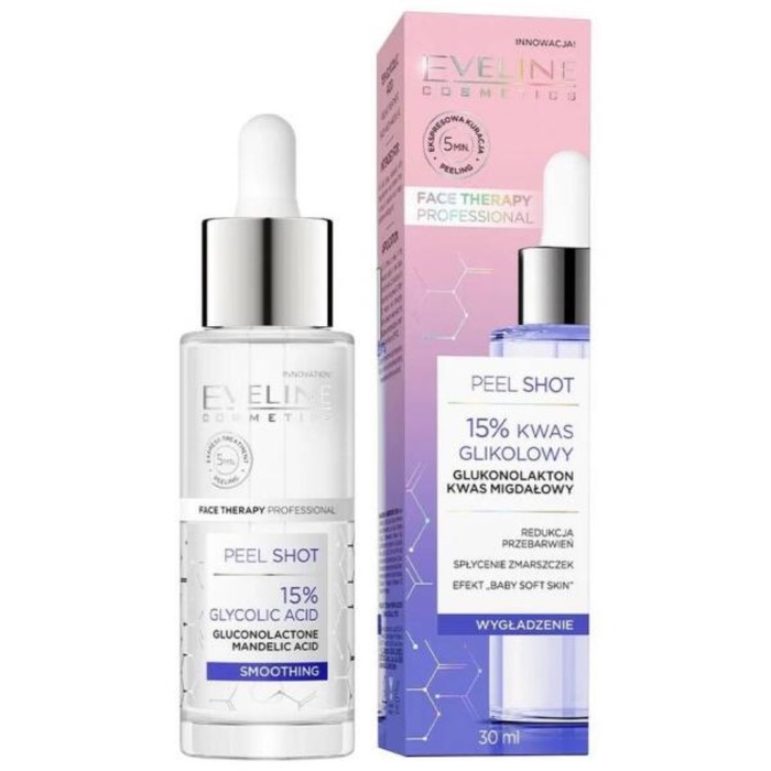 

Сыворотка-пилинг Eveline Face Therapy Prof Peel Shot, с 15% гликолевой кислотой, 30 мл
