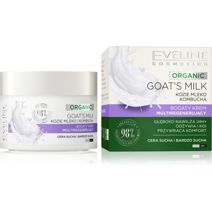 

Крем для лица Eveline Organic, мультирегинирующий, день/ночь, козье молоко, 50 мл