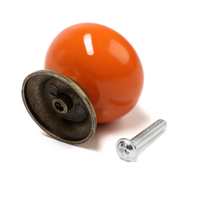 Ручка кнопка DOME Ceramics 003, керамическая, оранжевая