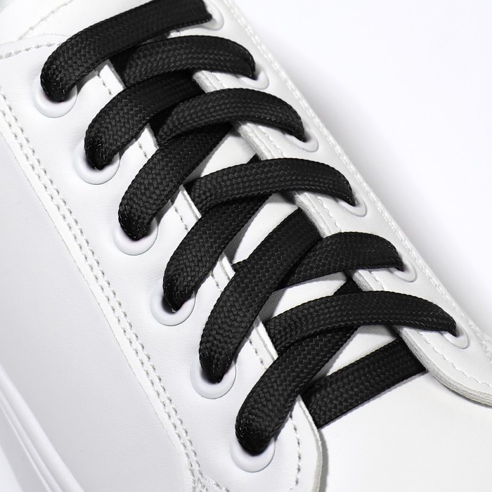 Шнурки для обуви, пара, плоские, двусторонние, 8 мм, 120 см, цвет чёрный/красный