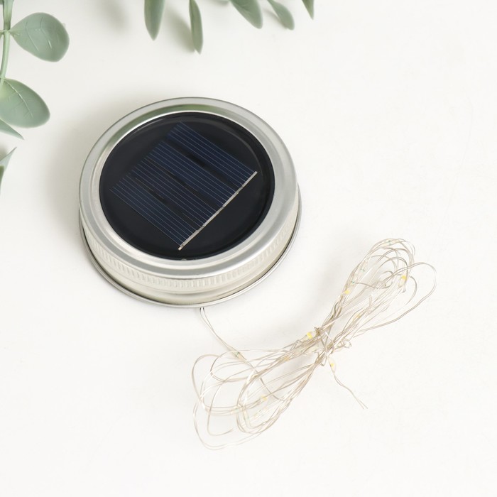 Солнечная батарея для сувениров с гирляндой круглая 2 метра 20 LED 7х1,5х1,5 см