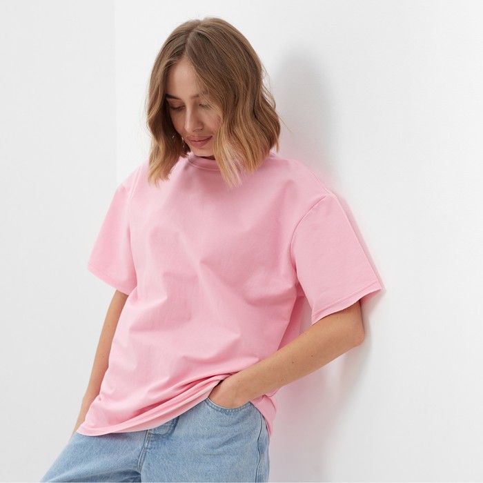 

Футболка женская MINAKU OVERSIZE FIT: цвет светло-розовый, р-р 48