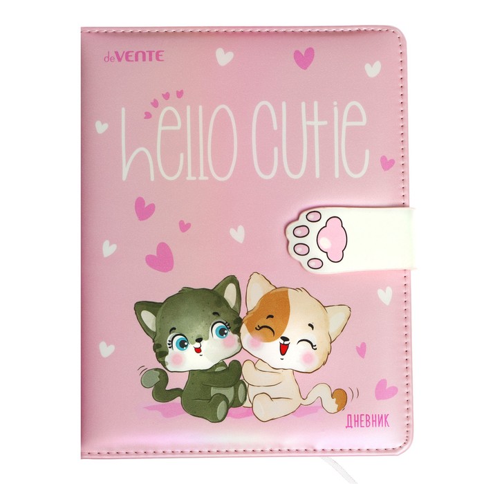 

Дневник универсальный 1-11 класса Hello Cutie. Kitty, твёрдая обложка с поролоном, искусственная кожа, ляссе, блок 80 г/м2