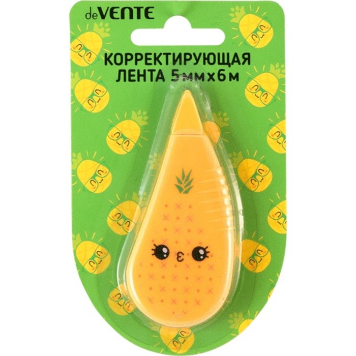 Корректирующая лента 5 мм х 6 м, deVENTE Pineapple, аппликатор, блистер лента корректирующая deli 71561red 6 м х 5 мм красный корпус белая